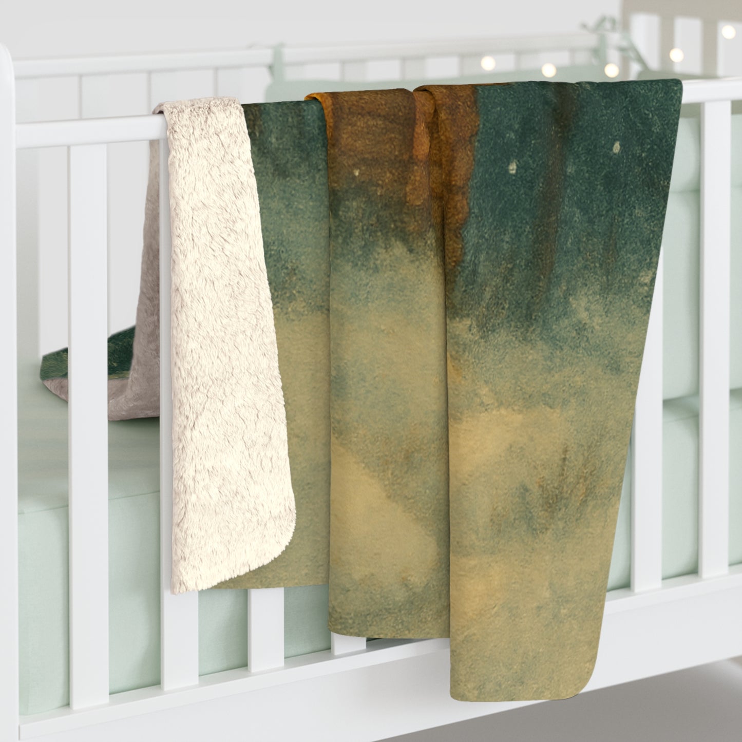 Cozy Cabin Sherpa Fleece Blanket — 'Warm Glow' Winter Cottage Design